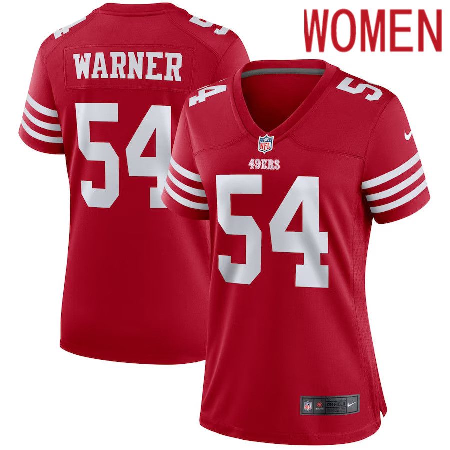 Women San Francisco 49ers #54 Fred Warner Nike Scarlet Player Game NFL Jersey->women nfl jersey->Women Jersey